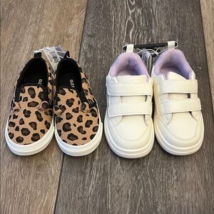 Old Navy Leopard and White Kids Sneakers Bundle 2 Pair sz 7